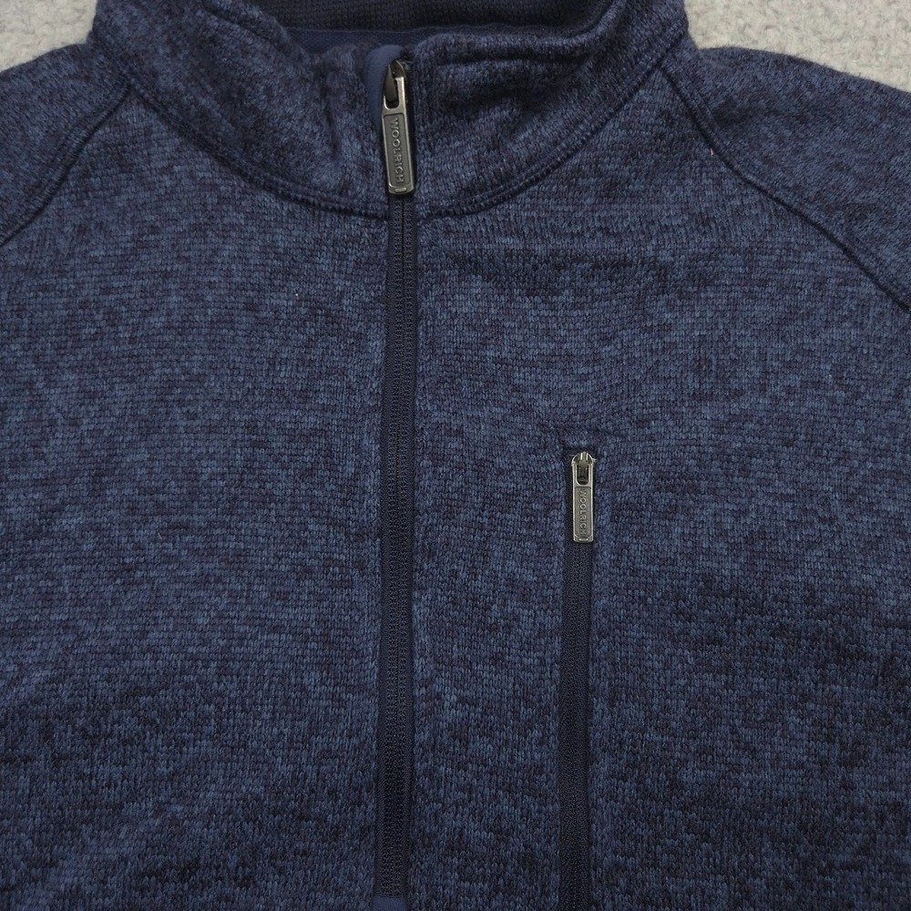 Woolrich Blue Heather Quarter Zip Sweater Fleece Pullover Mens Large Hiking - Picture 5 of 11